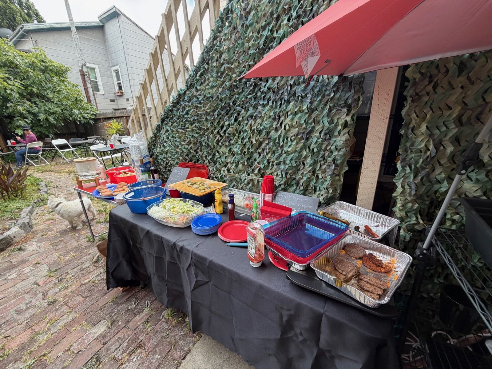 Outdoor catering station in the garden